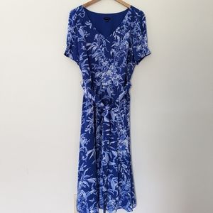 Talbots Blue and White Tie Midi Sundress